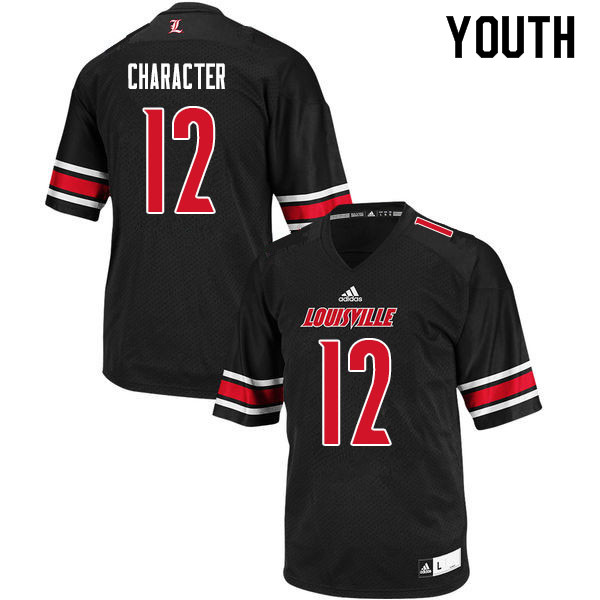 Youth #12 Marlon Character Louisville Cardinals College Football Jerseys Sale-Black - Click Image to Close